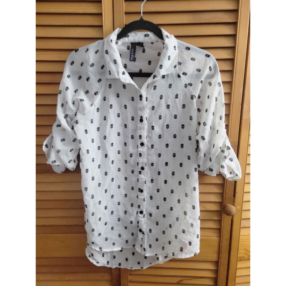 Acubi Punk Grunge Skull Head Sheer Blouse